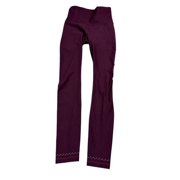 LULULEMON Zoned in Burgundy Cut Out Leggings Women's Size 4 Workout Gym - Picture 1 of 9